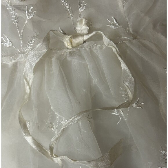 1950's Carol Joy Creation Christening Dress Sheer Satin Ribbons Lace White Gown - Picture 14 of 14